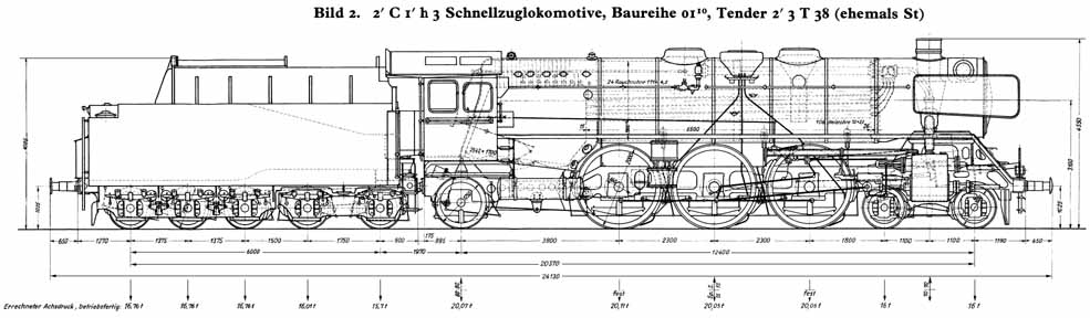 Locomotive pour trains rapides de la srie 01-10 transforme en 1953